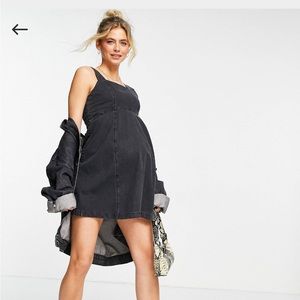 Asos black denim maternity dress